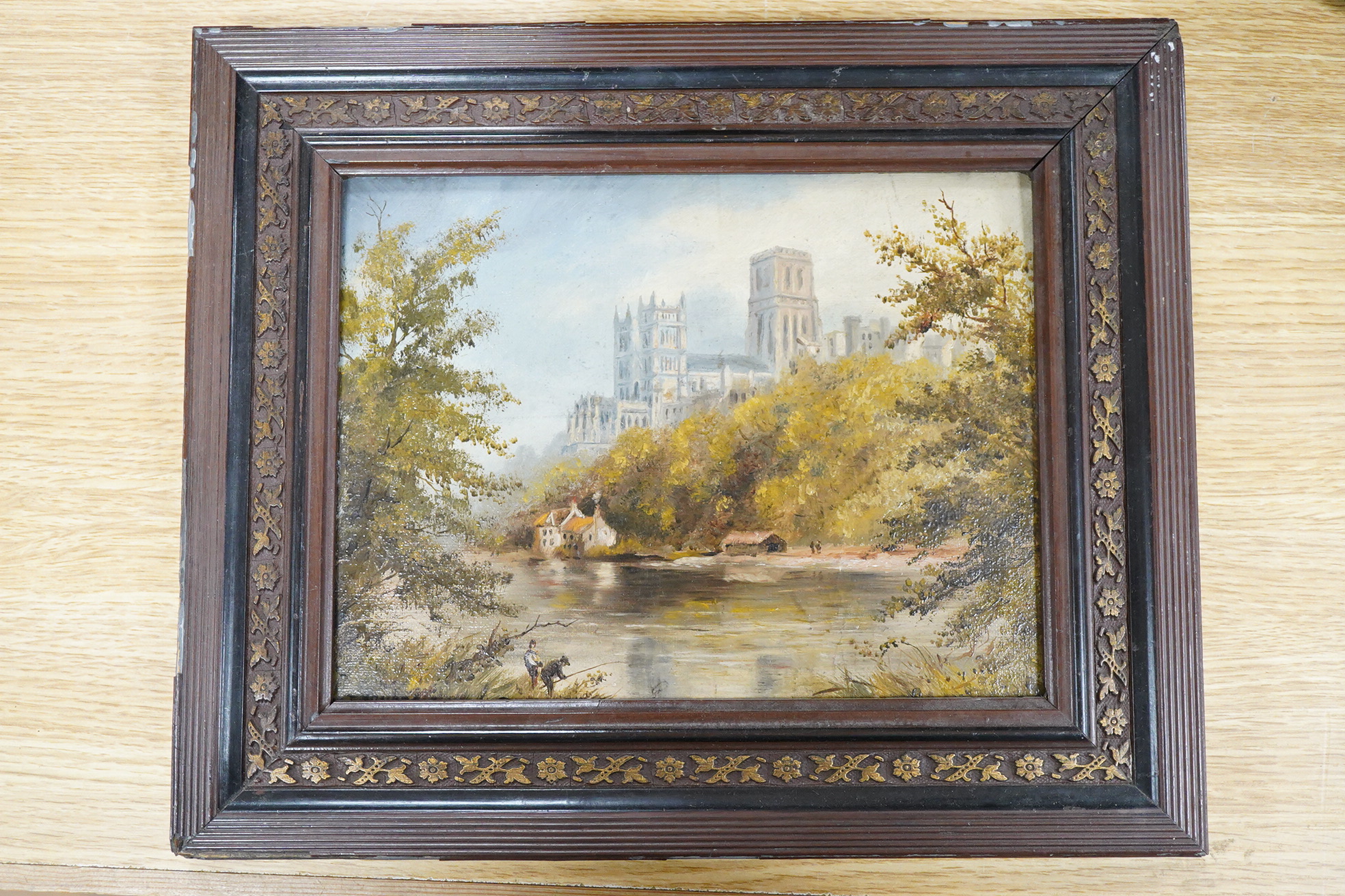 20th century School, ‘Durham Cathedral’, indistinctly signed, oil on canvas board, 17 x 23cm